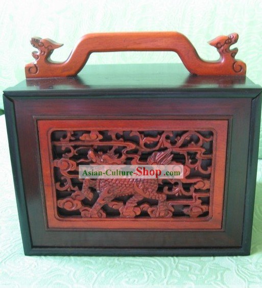 Chinese Classical Kylin Mahjong Wooden Box