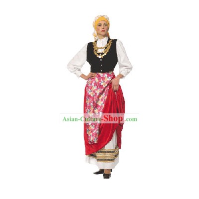 Cefalonia Mujer traje tradicional danza griega