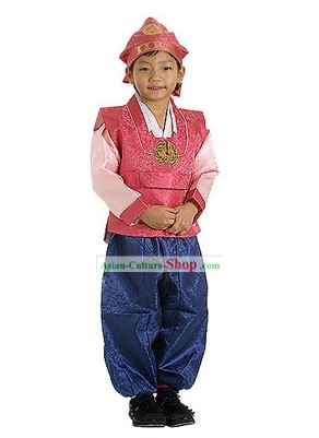 Suprême coréenne hanbok costume traditionnel pour les enfants (en rouge)