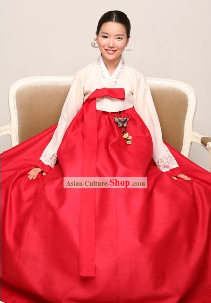 Traditionnel hanbok coréen Set complet pour la femme (rouge)