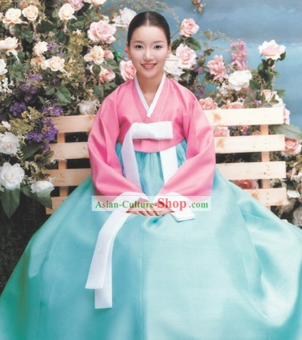 Traditionnel hanbok coréen Set complet pour la femme (bleu clair)
