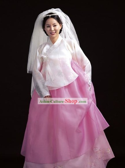 Корейский Свадебный Белый ханбок Набор для невесты