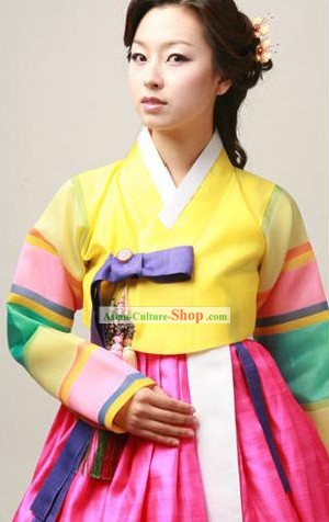 Supreme Korean Traditional Seven Colors Dress and Hanbok Complete Set for Women