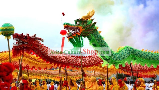 Tradicional China de Beijing Green Dragon Dance Set disfraz completo