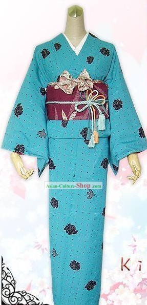 Kimono japonés vestido cinturón Geta y calcetines juego completo