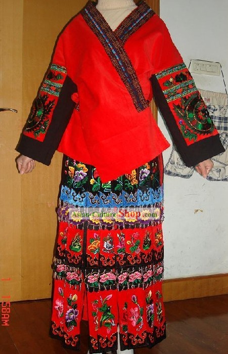 China Miao blusa bordada y falda de las minorías Set