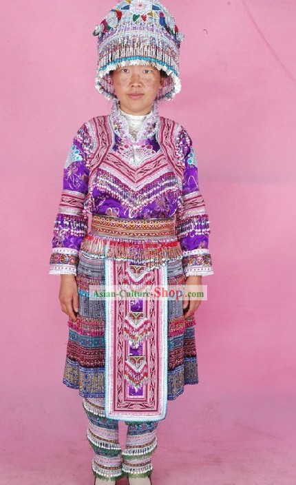Yunnan Miao Minority Tribe Dress and Accessories Set
