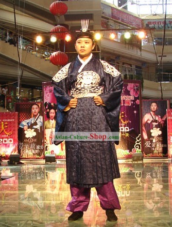 Ancient Korean Chancellor Costume and Hat Set