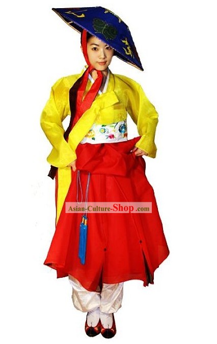 Ancien Costume coréen et chapeau pour les femmes