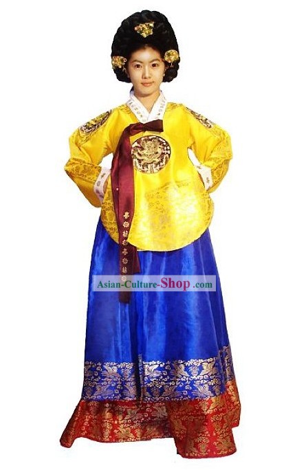 Traditionelle koreanische Palace Kostüm und Perücke Set