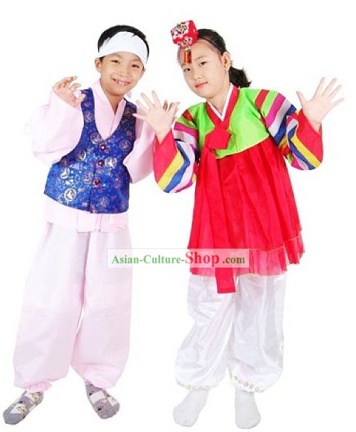 Korean Dance Costumes for Boy and Girl 2 Sets
