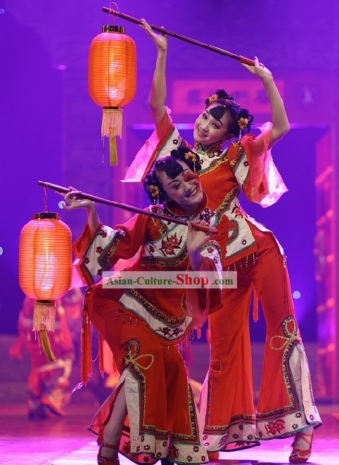 Chinese New Year Lantern Dance Costumes, Head Pieces, Shoes and Lantern