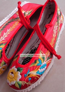 Chinese Traditional Embroidery Phoenix Wedding Shoes