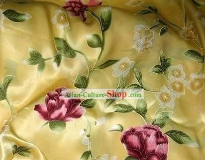Chinese Pure Silk Butterfly Flower Fabric