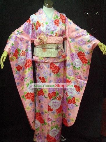 Traditional Japanese Kimono Costumes and Headpiece