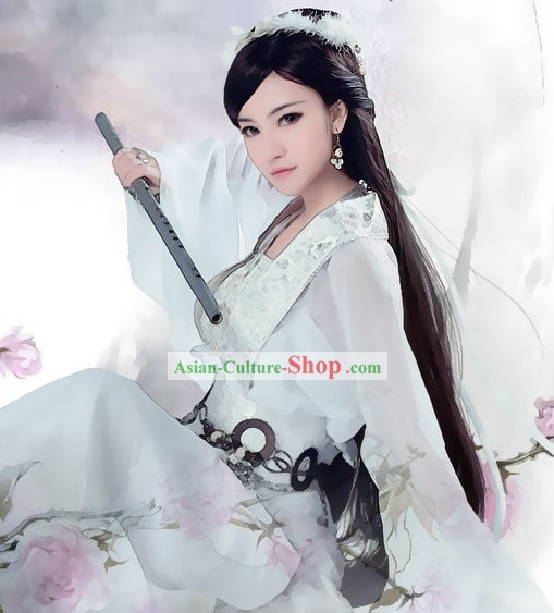 Ancient Chinese White Swords Women Costume