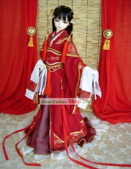 Chinese Red Lunar New Year Costume and Hair Accessories