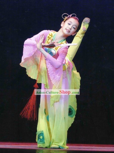 Chinese Classic Fan Dance Costume for Kids