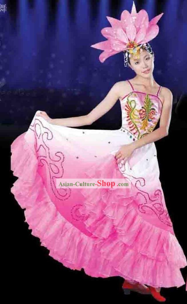 Chinese Lotus Dance Costume and Headpiece