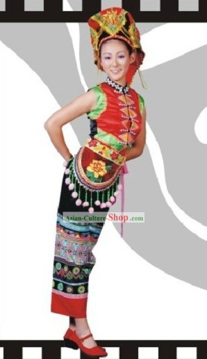 Traditional Chinese Yi Ethnic Dance Costume for Women
