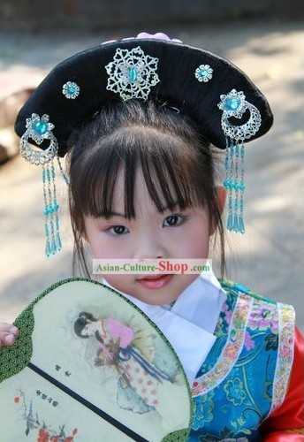 Qing Dynasty Palace Wig and Hair Accessories for Kids