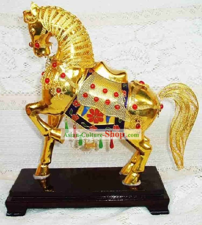 Chinese Classic Cloisonne Golden Horse