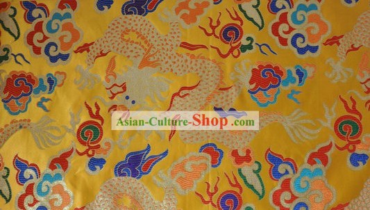 Chinese Yellow Dragon Brocade Fabric