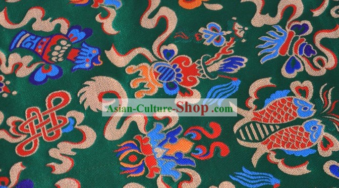 Traditoinal Chinese Double FishesBrocade Fabric