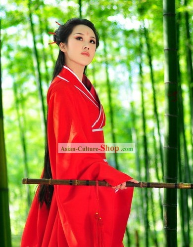 Traditional Chinese Red Hanfu Clothing Complete Set