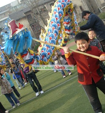 Competition and Parade Blue Dragon Dance Costume for Primary School Students