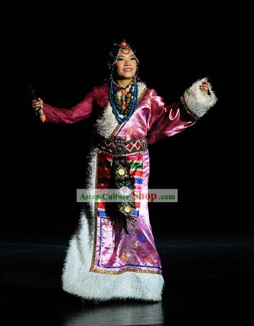 Chinese Tibetan Singer Clothing and Hat Set