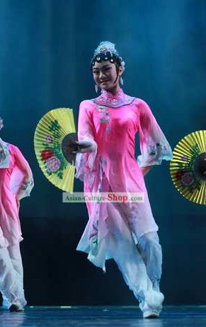 Chinese Classical Fan Dancing Costumes Set for Women