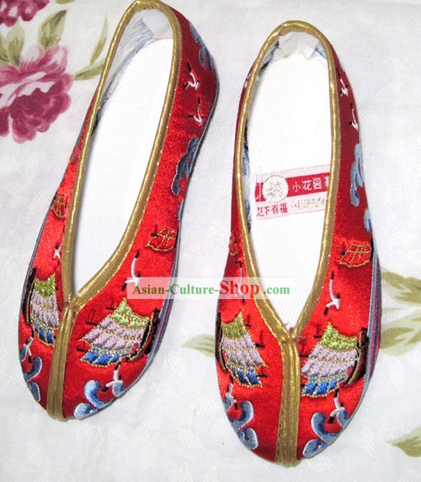 Chinese Red Hanfu Embroidery Shoes for Children