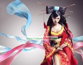 Internet Games Liao Zhai Beauty Costumes and Wig Complete Set