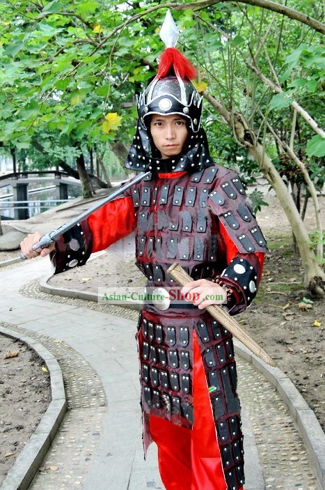 Ancient Chinese General Armor Costumes and Helmet Complete Set