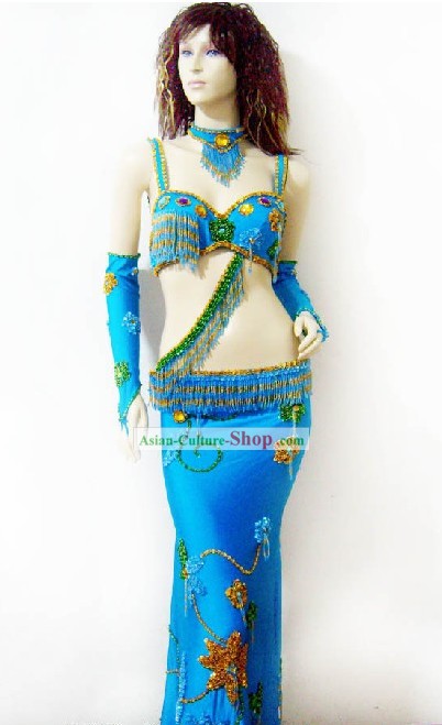 Supreme Blue Belly Dance Costumes Complete Set