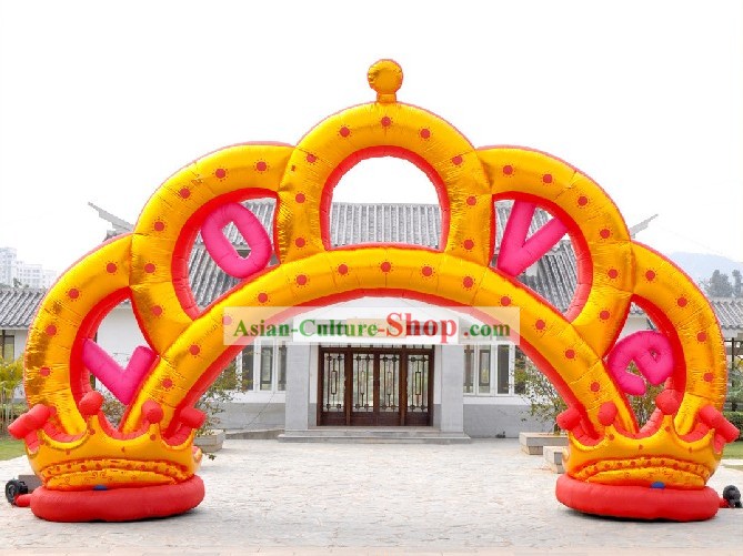 Large 315 Inches Golden Inflatable Emperor Crown Arch