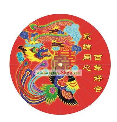 Traditional Chinese Dragon Phoenix Wedding Umbrella