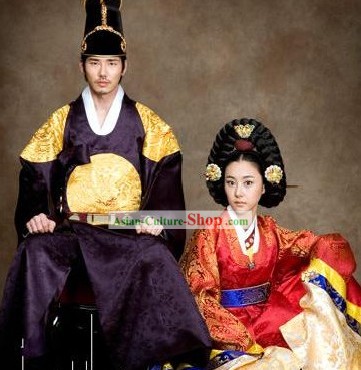 Ancient Korean Palace Hanbok Two Sets for Men and Women