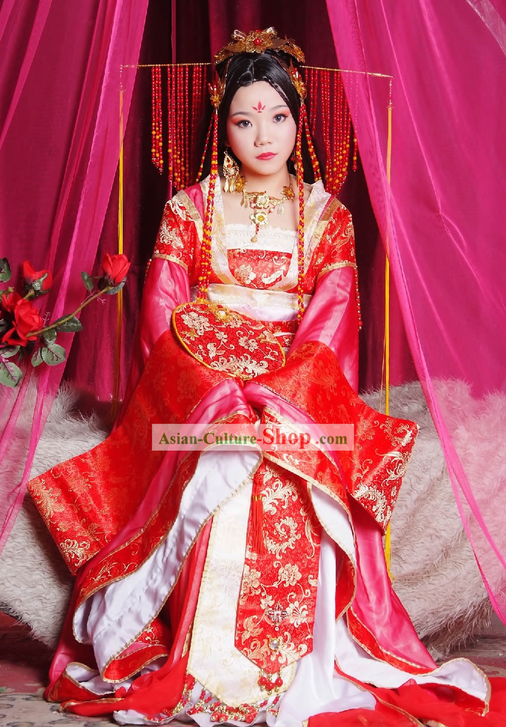 Tang Dynasty Princess Dress and Hair Accessories Complete Set