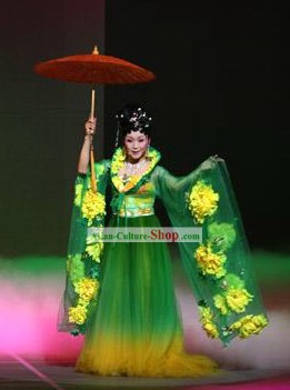 Chinese Folk Umbrella Dancing Costume Set for Women