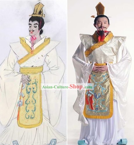 Ancient China Han Dynasty Emperor Clothing and Coronet Set