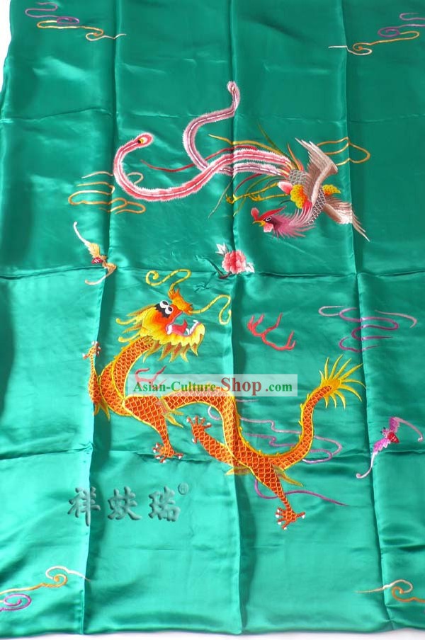 Beijing Rui Fu Xiang Silk Dragon Phoenix Wedding Bedcover Set