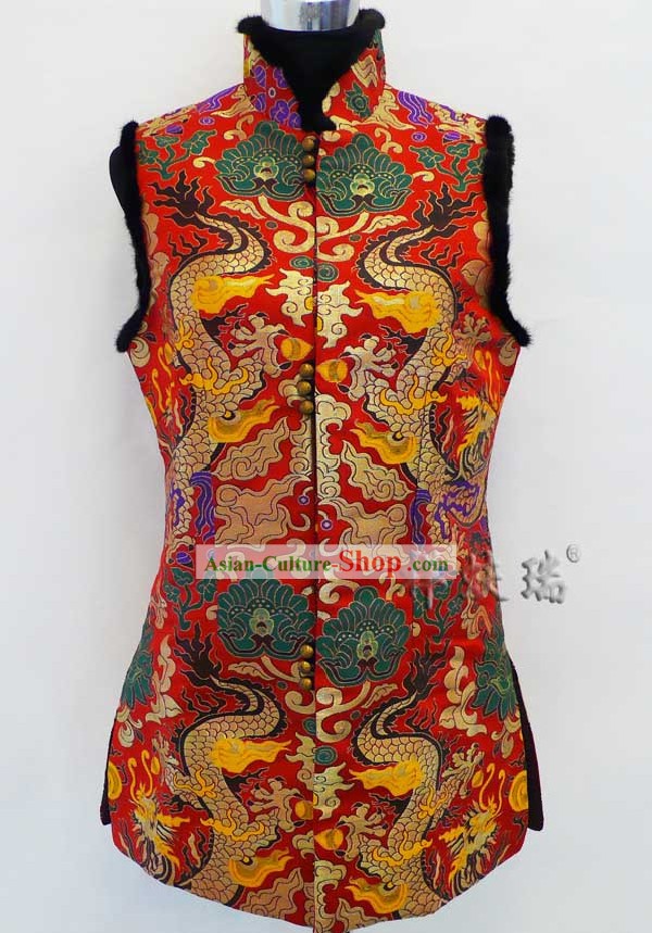 Famous Time-honored Rui Fu Xiang Silk Brocade Dragon Jacket for Women