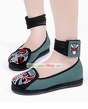 Traditional Chinese Handmade Embroidered Opera Mask Cloth Shoes