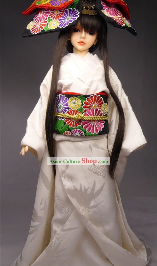 Traditional Japanese Butterfly Princess Kimono Costumes Complete Set