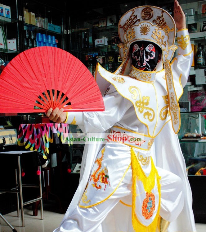 Chinese Mask-changing Magician Costumes Hat Masks Music CD and Teaching DVD Ccomplete Set