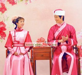 Chinese Wedding Dress and Hat Two Sets for Men and Women