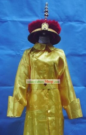 Qing Dynasty Emperor Costumes and Hat Set