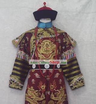 Chinese Qing Dynasty Governor Costumes and Hat for Men